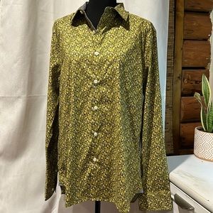 Kenneth Cole Button Up Mobility Stretch Woven Shirt, Tawny Olive Med #J